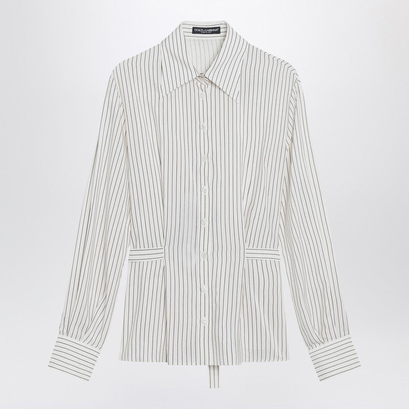 White pinstriped shirt in silk and cotton