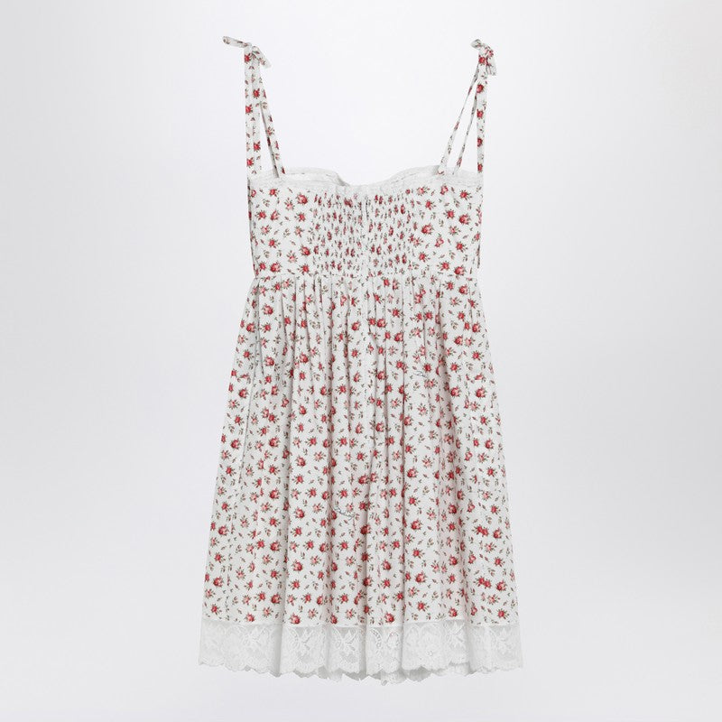 White mini dress with Roselline print
