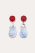 Completed Works Earrings With Blue Thread Resin And Agate