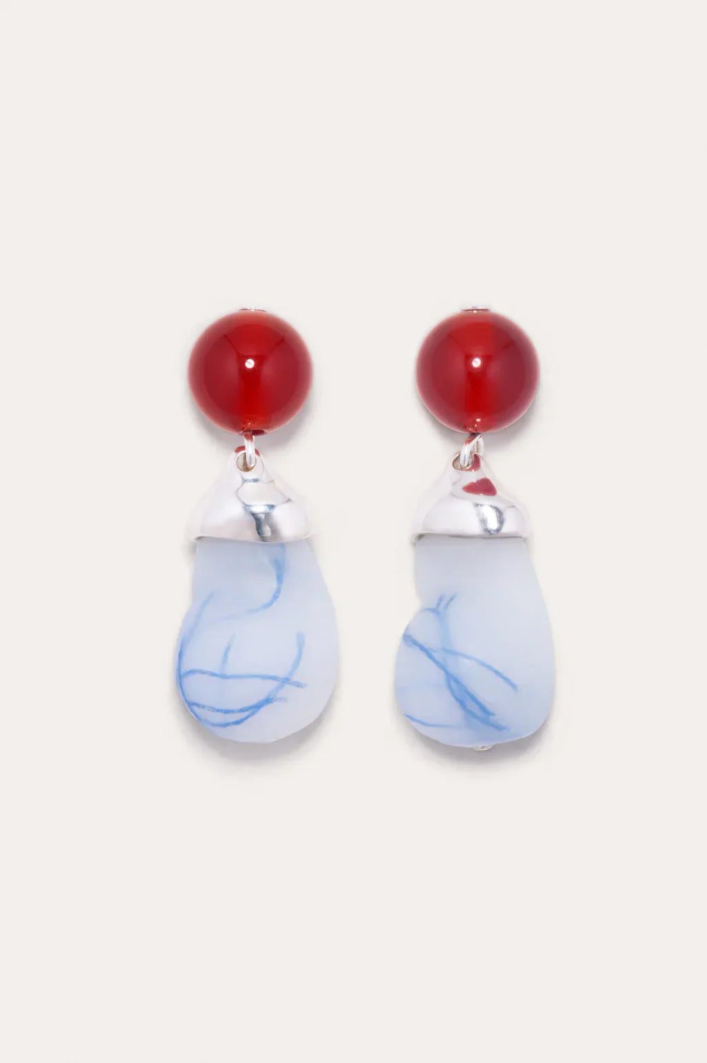 Completed Works Earrings With Blue Thread Resin And Agate