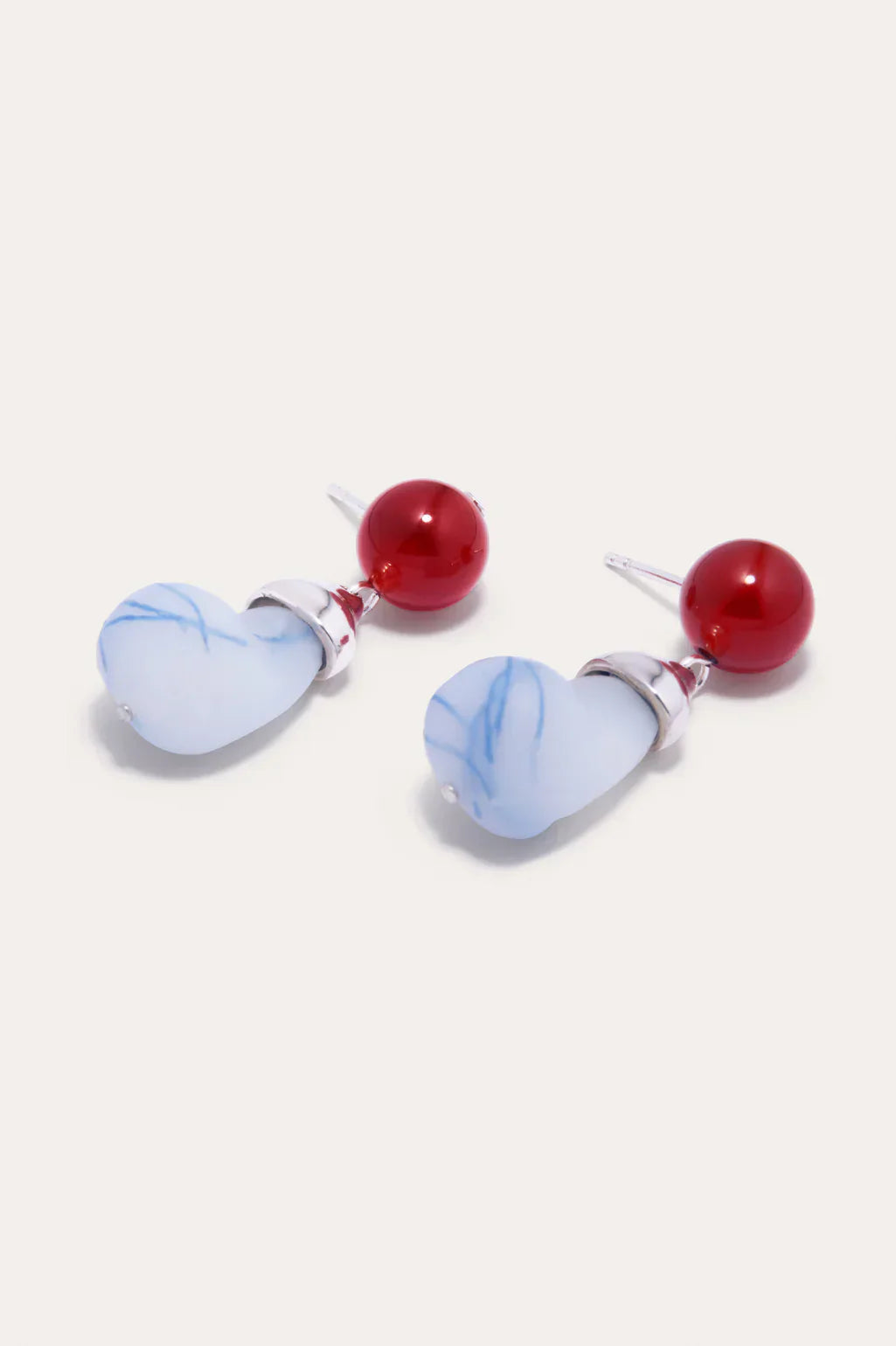 Completed Works Earrings With Blue Thread Resin And Agate