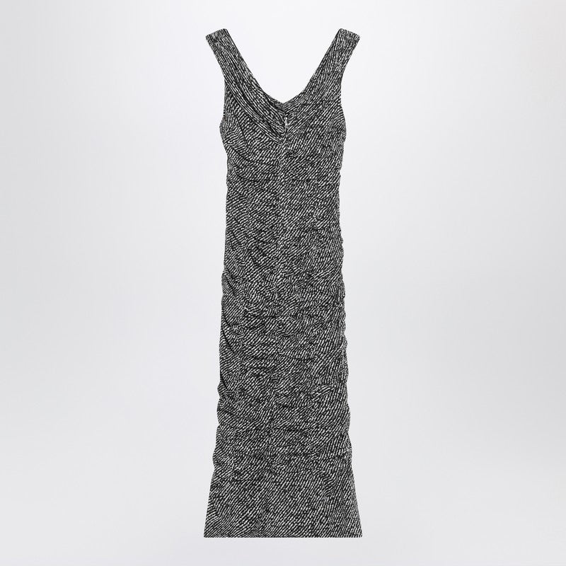 Diagonal print dress in silk blend