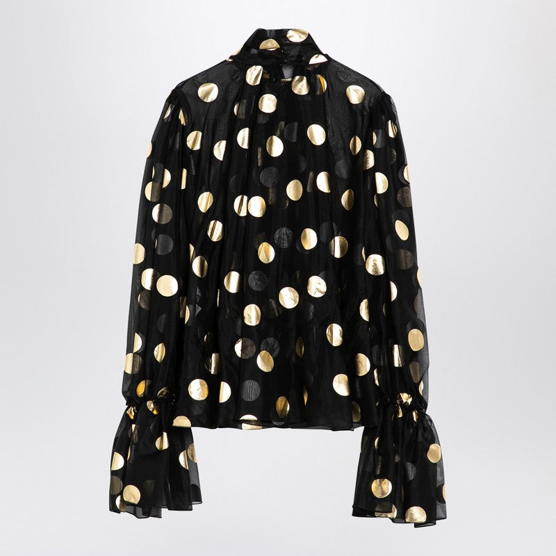 Silk Organza Lamé Polka Dot Blouse