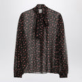Black chiffon blouse with small rose print