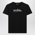 Black jersey T-shirt with embroidery