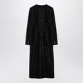 Black Sequin Tweed Midi Dress With Buttons