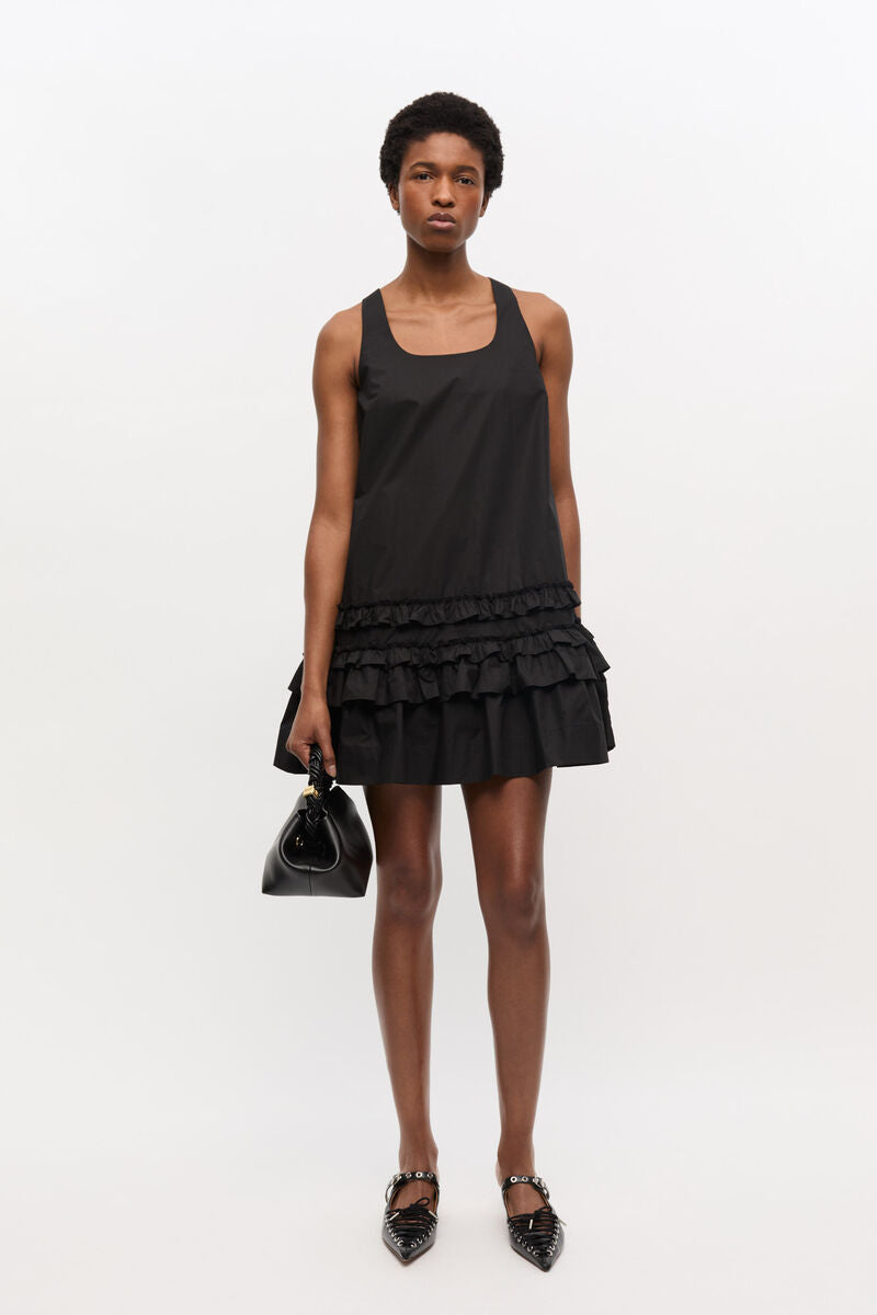 Ganni Cotton Poplin U-neck Mini Dress