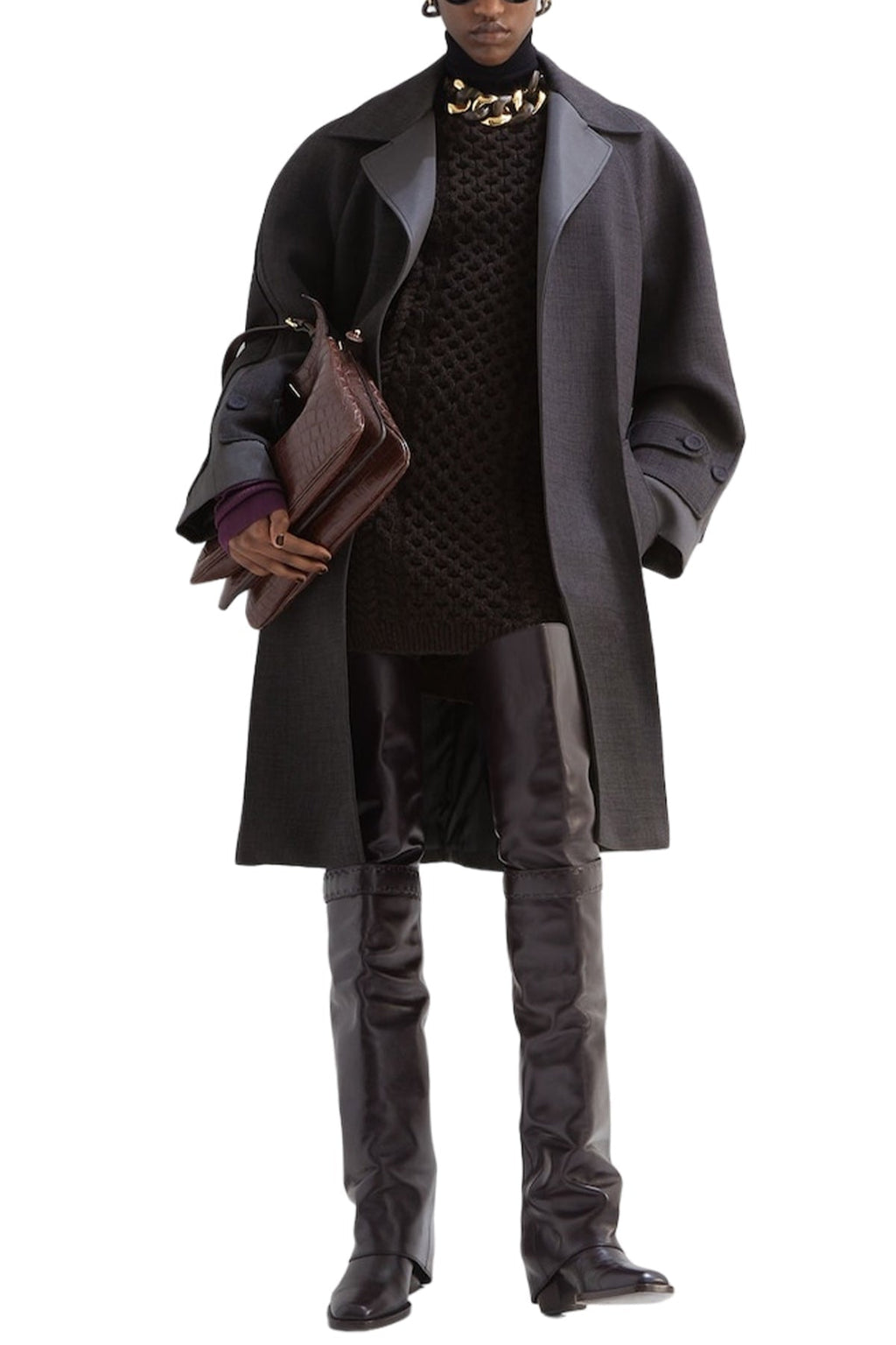 LONG SLEEVE COAT NOTCHED LAPELS
