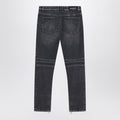 Grey washed slim biker jeans
