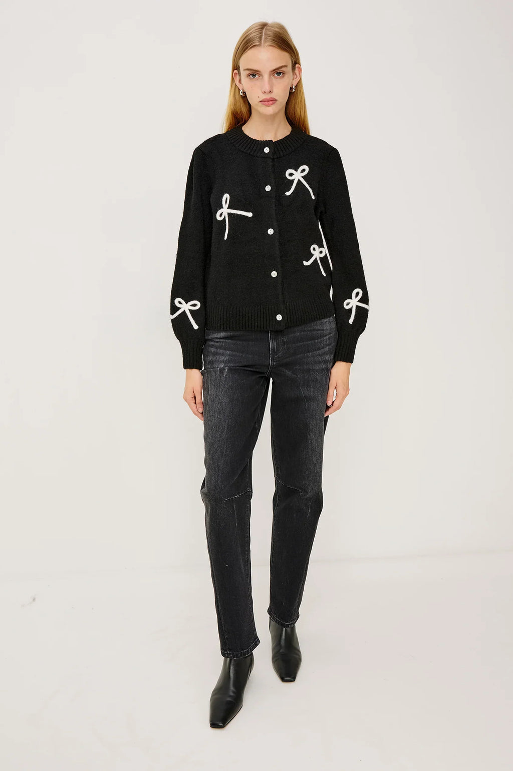 Rails Francesca Bow Knit Cardigan in Black
