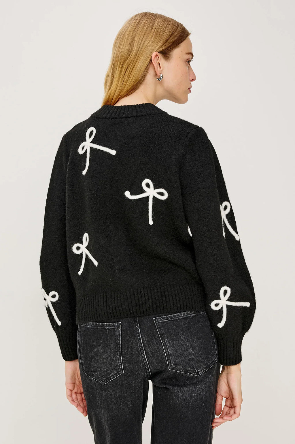 Rails Francesca Bow Knit Cardigan in Black