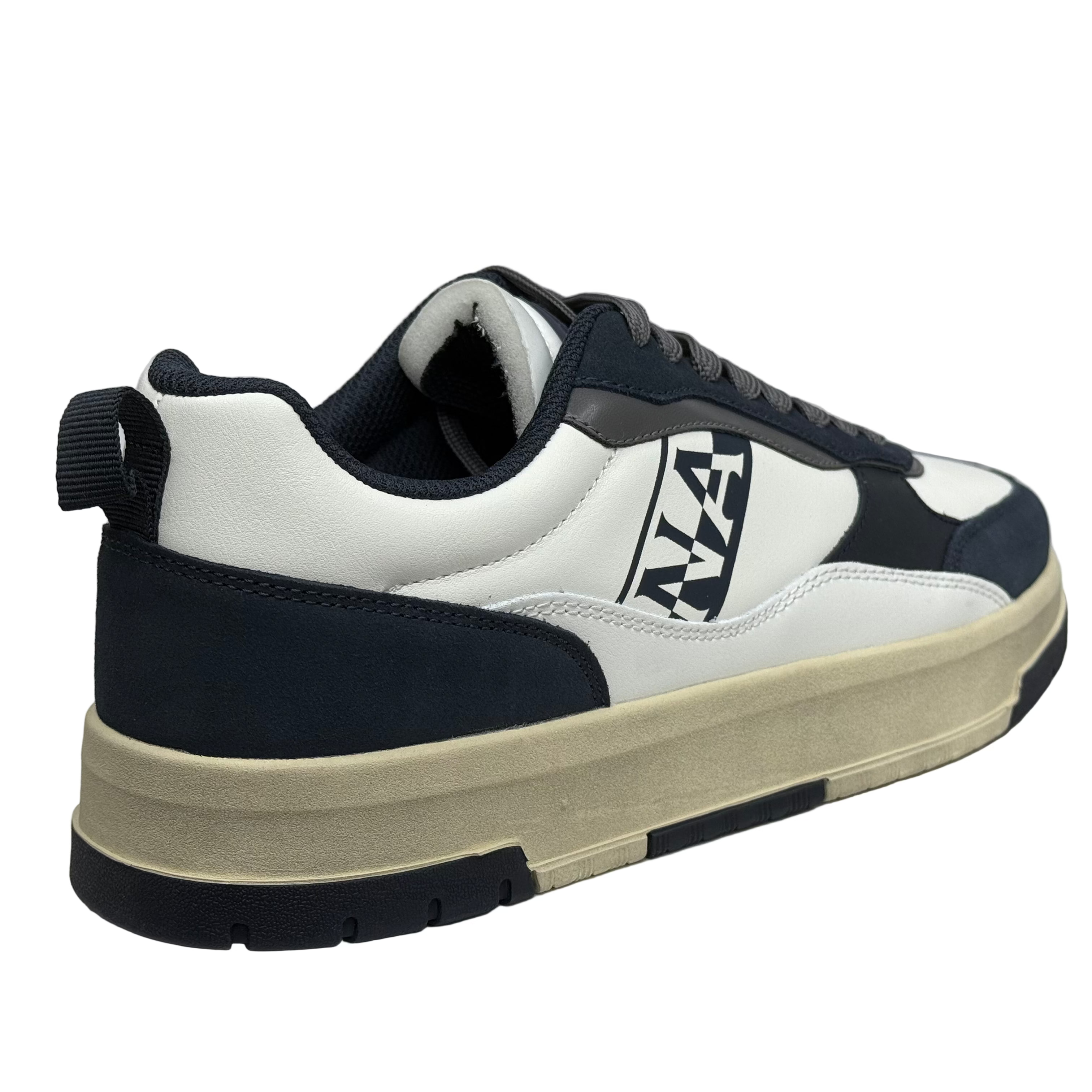 Napapijiri Mens Dust Leather Trainers | White / Navy