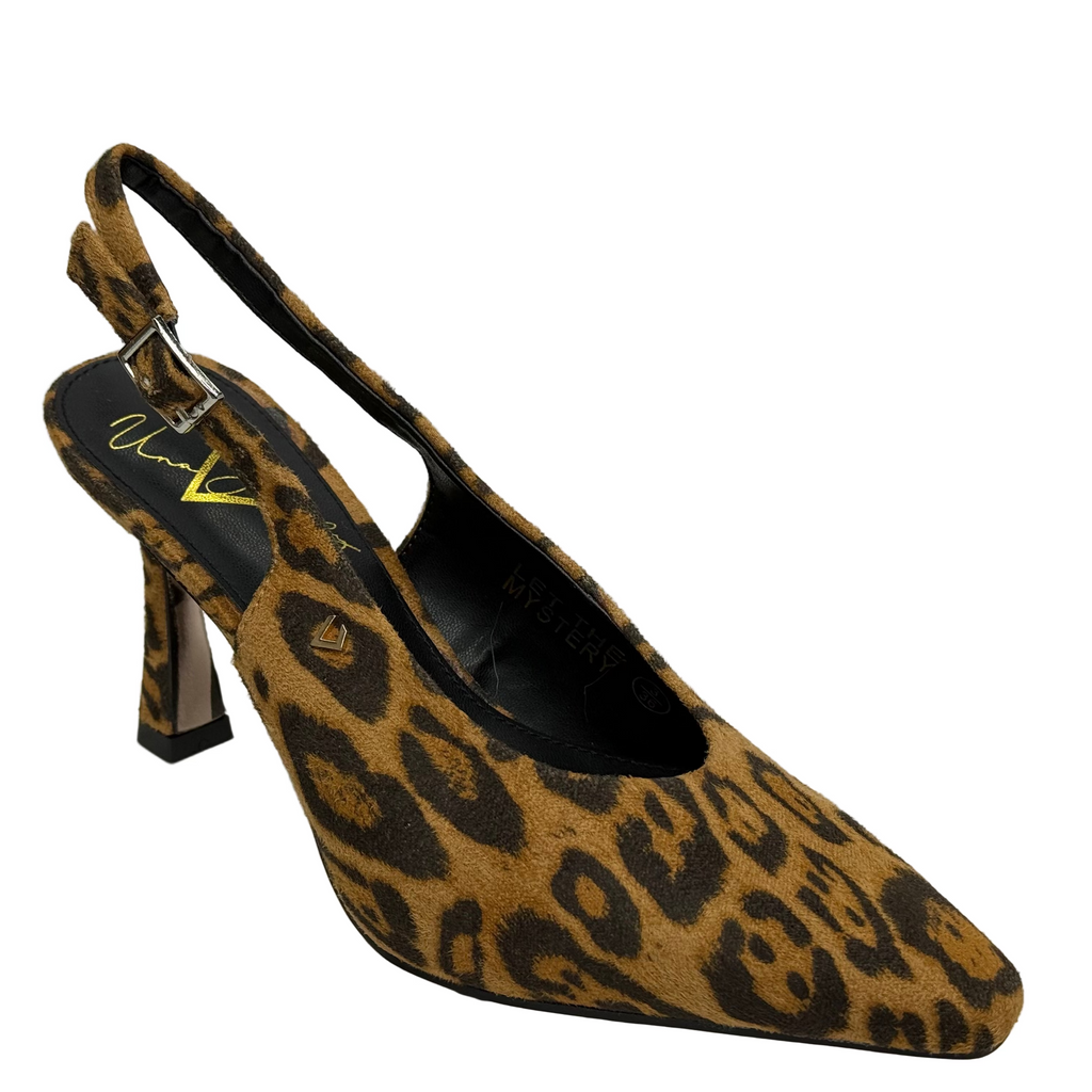 Una Healy Womens Let the Mystery High Heel | Wild Side Cheetah Print