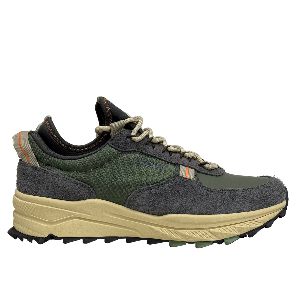 Napapijiri Mens Vortec Suede Slip On Trainers | Green / Blue