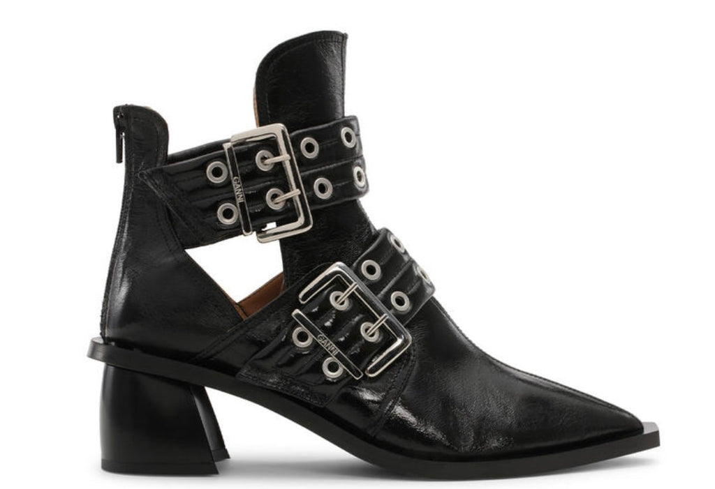 Ganni Chunky Buckle Open Cut Boots