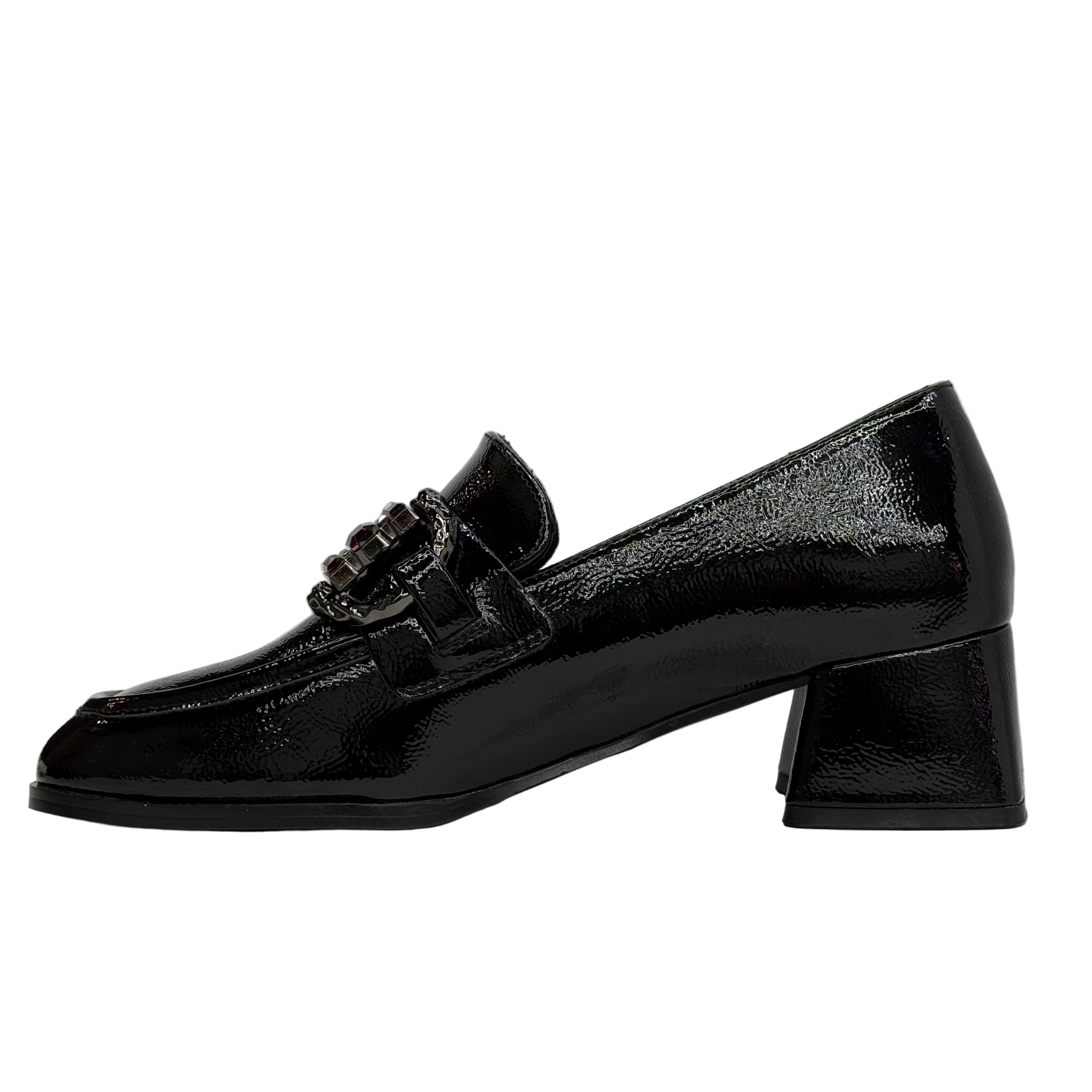 Una Healy Womens Wagon Wheel Patent Shoe | Black