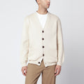 Beige cotton-blend cardigan