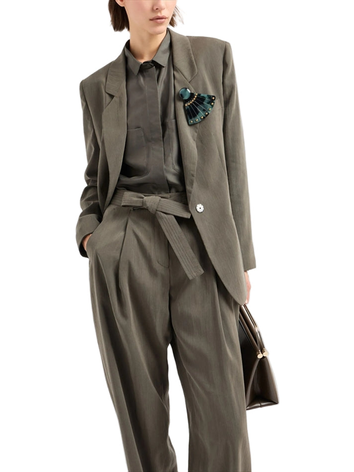 BELTED WAIST PLEAT DETAILED TROUSERS