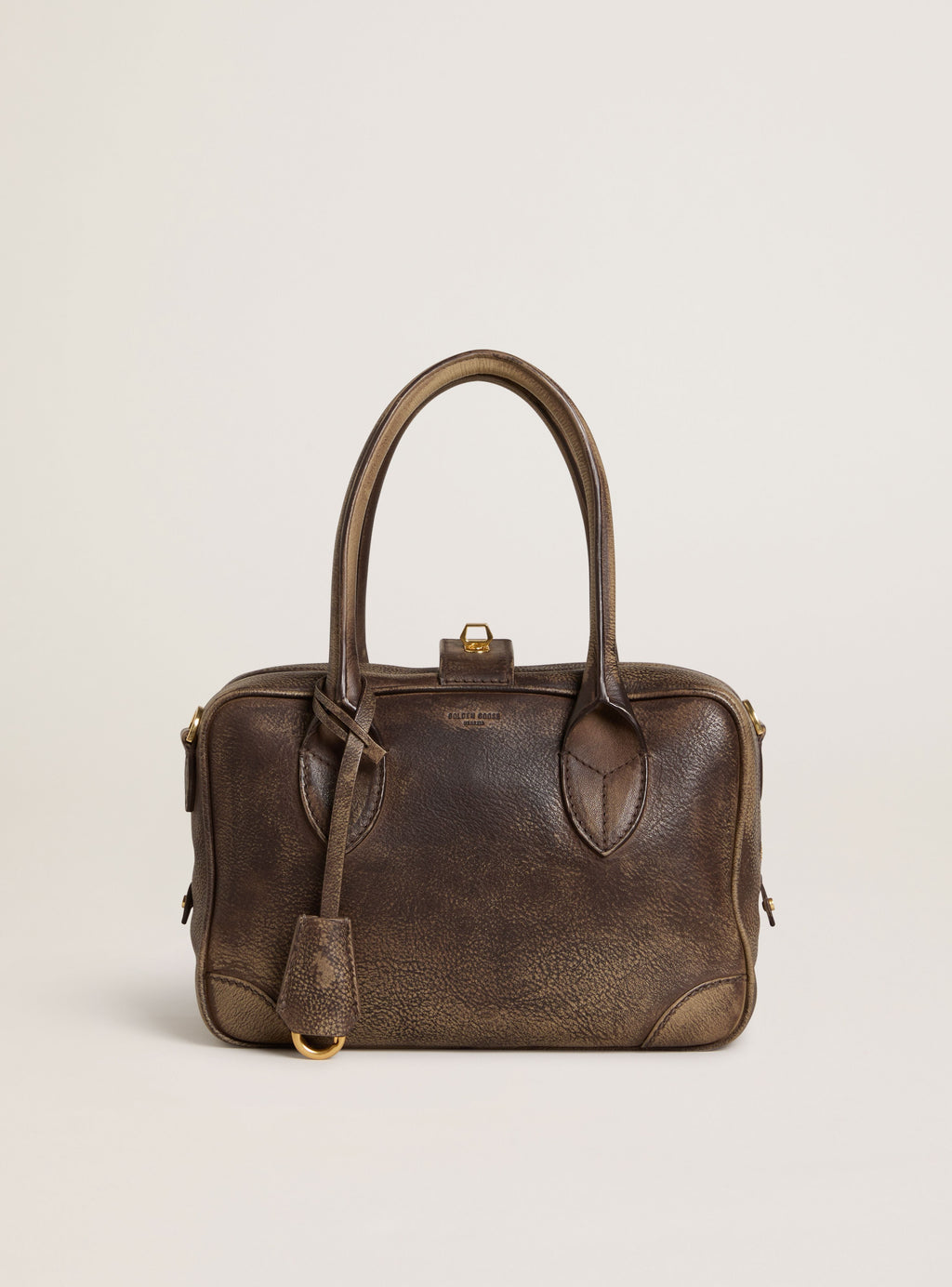 GOLDEN GOOSE VITA BAG TREATED LEATHER BODY GOLD METAL DETAILS