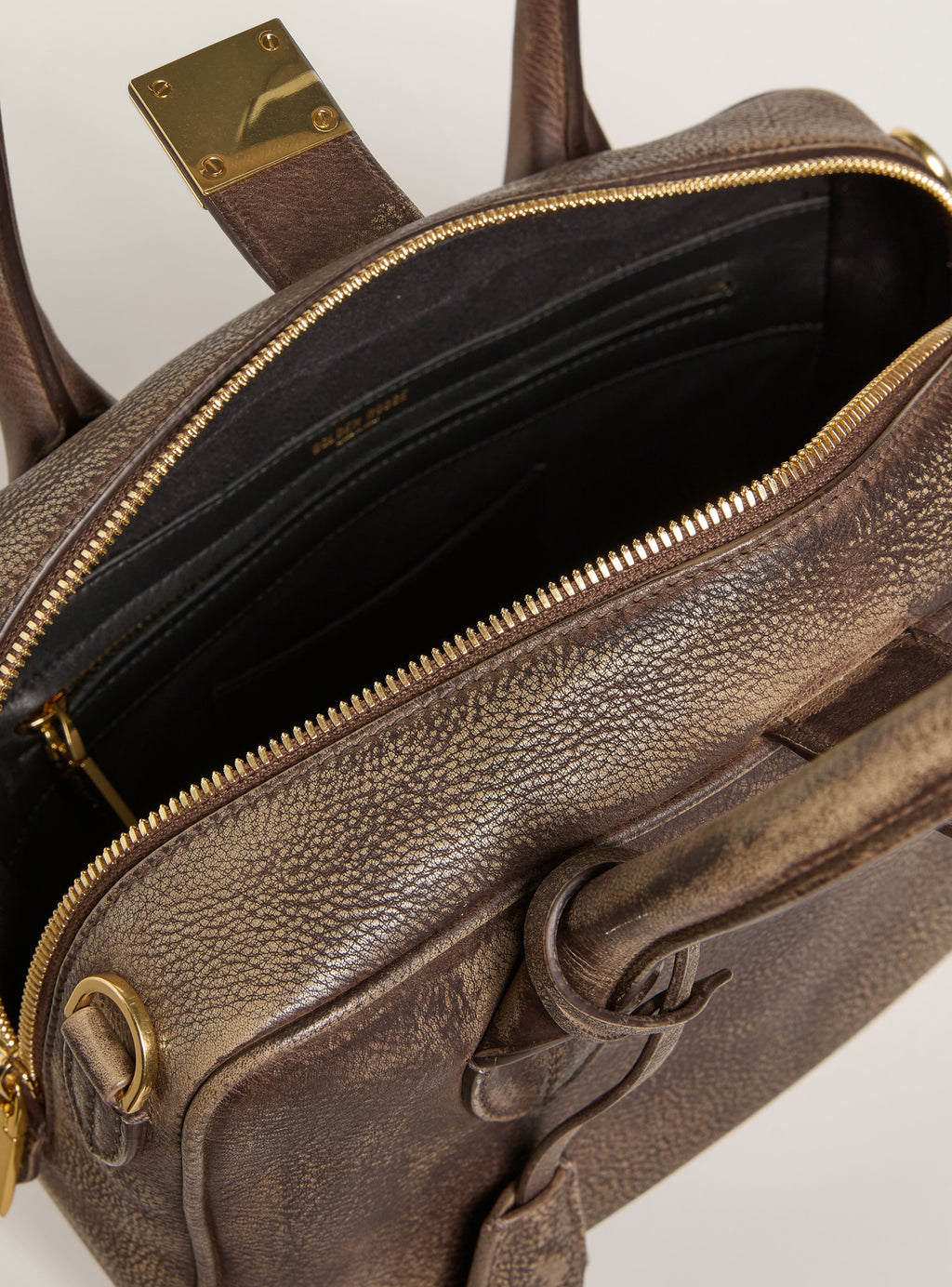 GOLDEN GOOSE VITA BAG TREATED LEATHER BODY GOLD METAL DETAILS
