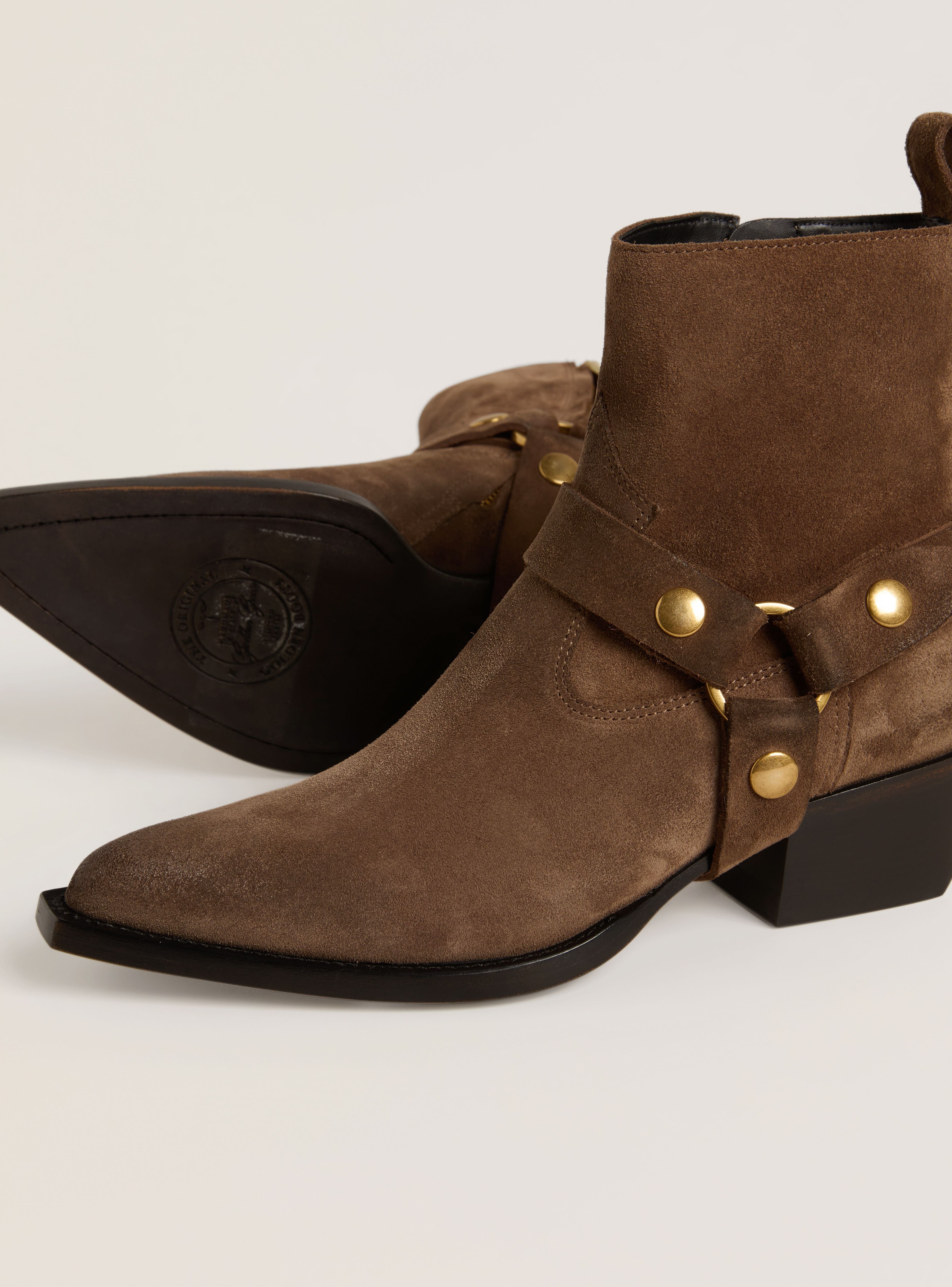 Golden Goose Low Debbie Suede Boots with Removable Buckle