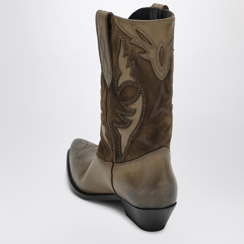 Wish Star boots in khaki leather and suede