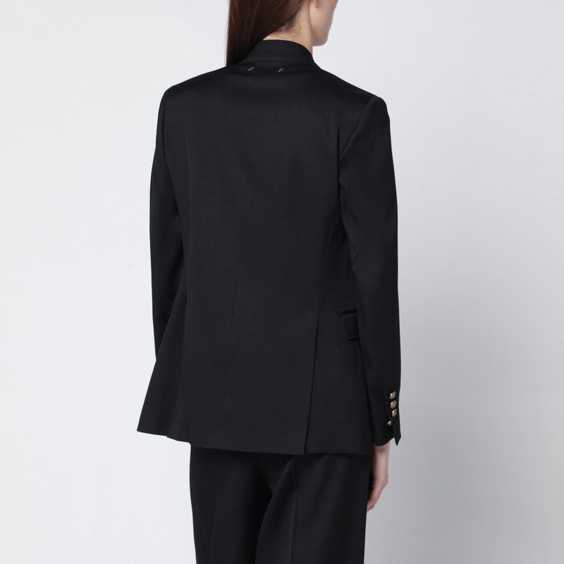 Black double-breasted wool jacket