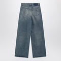 Blue washed wide-leg jeans
