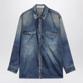 Blue oversized Patty shirt with denim print