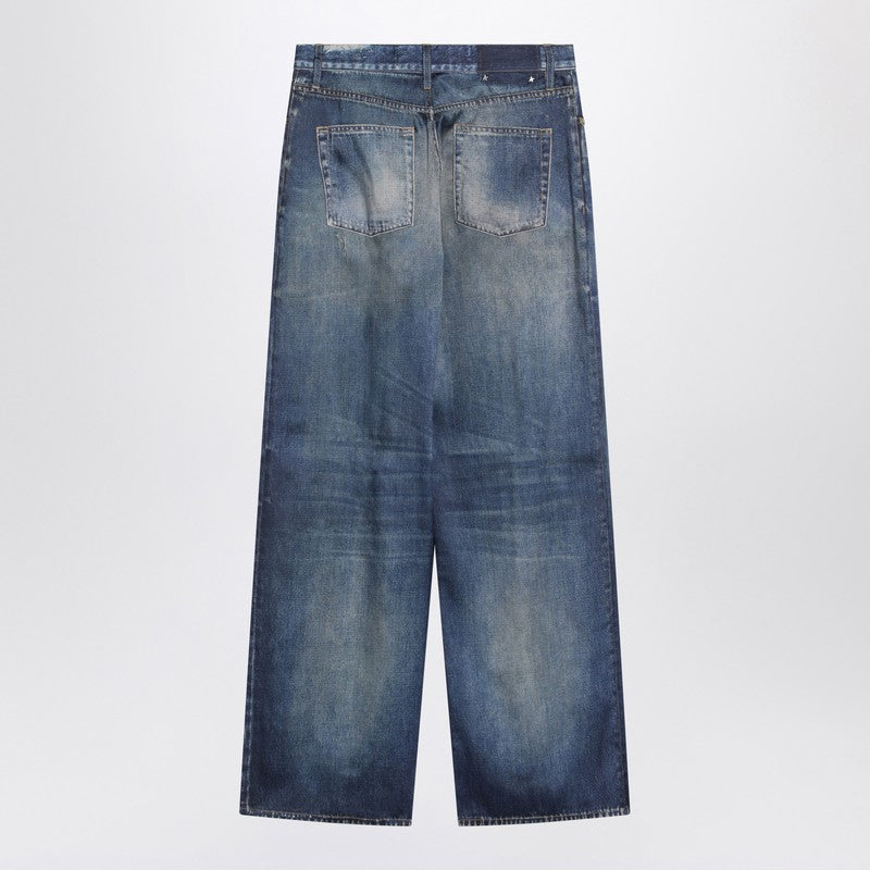 Wide-leg blue denim trousers