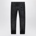 Slim-fit jeans in black washed-effect denim