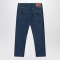 Blue denim jeans with logo tag