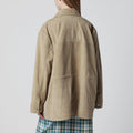 Beige suede leather parka