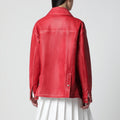 Red leather parka