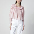 Zelly pink cotton and silk ruffled blouse