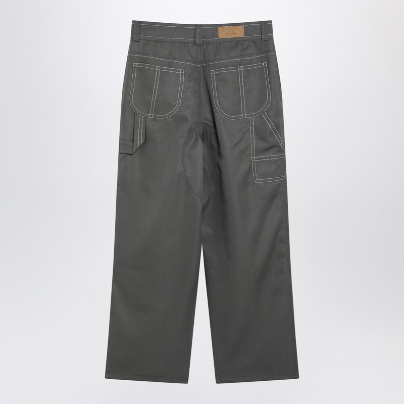 Grey wool canvas workwear trousers