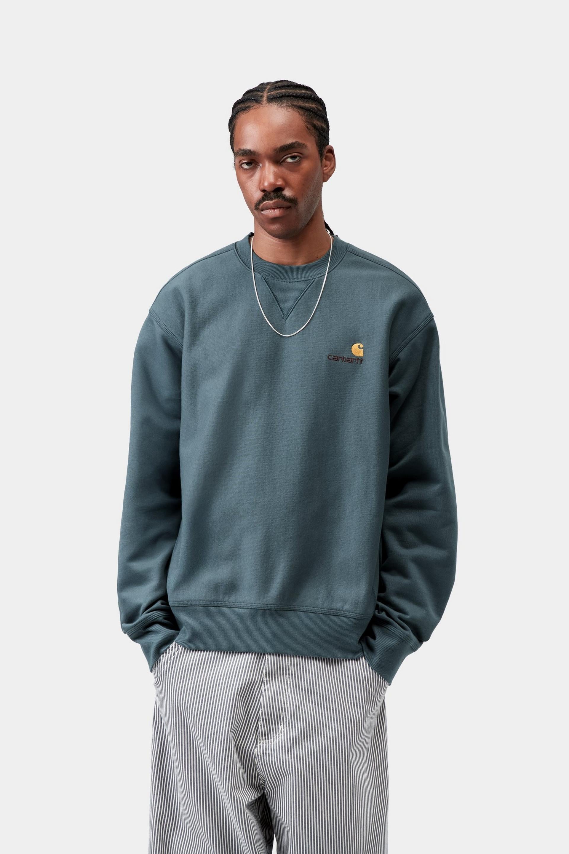 Carhartt WIP Mens American Script Sweat Top | Office Blue