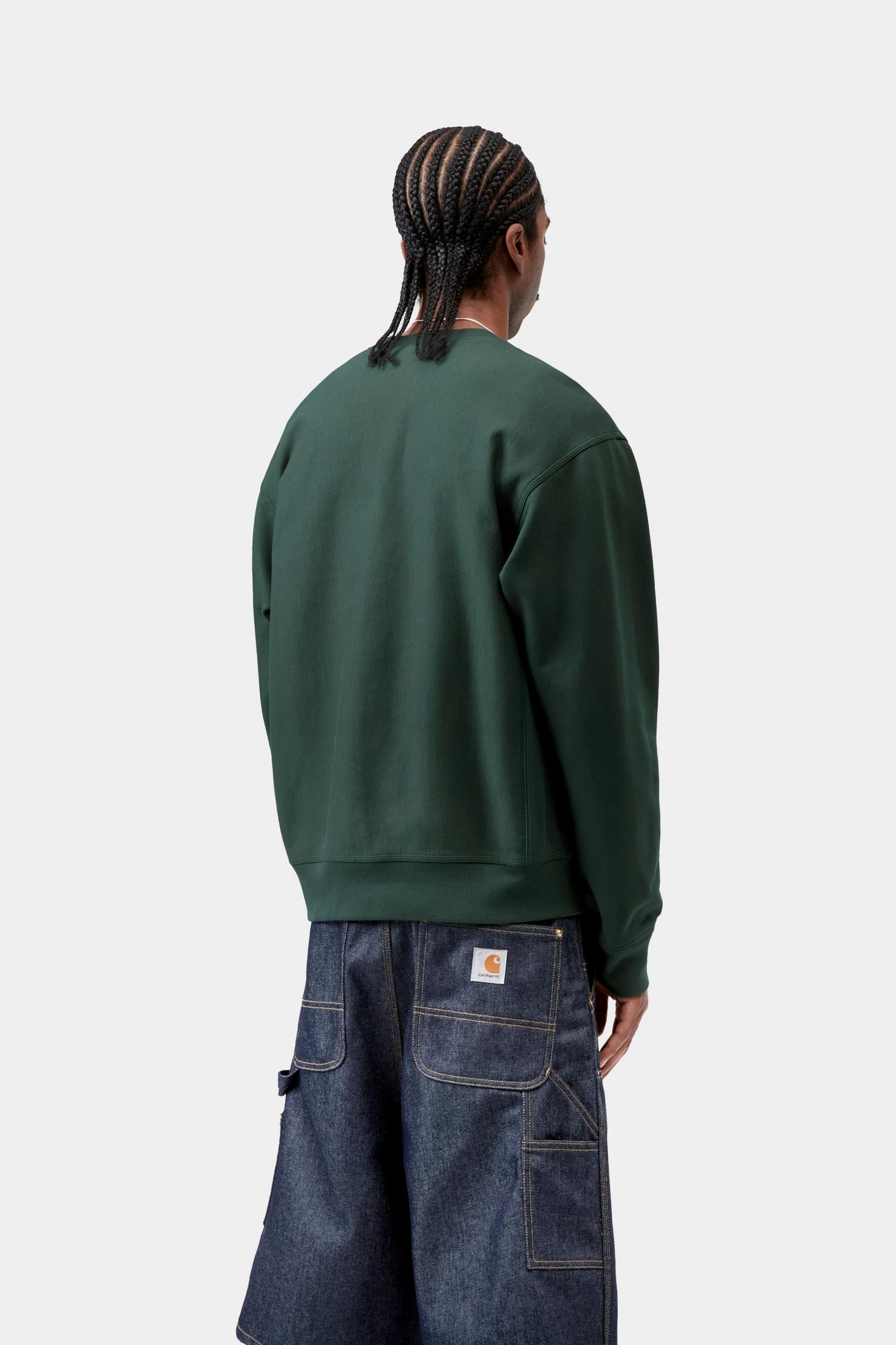 Carhartt WIP Mens American Script Sweat Top | Kale Green