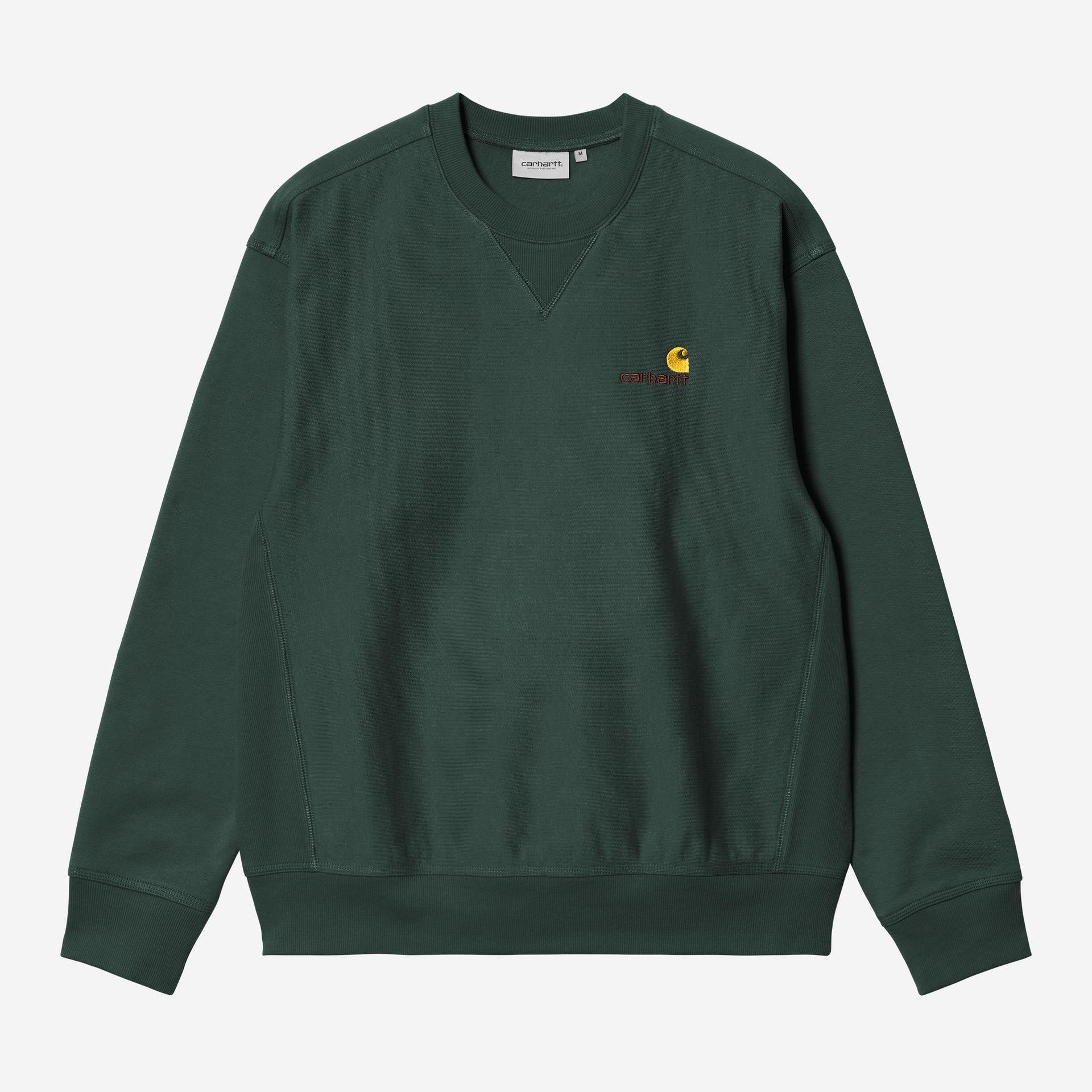 Carhartt WIP Mens American Script Sweat Top | Kale Green