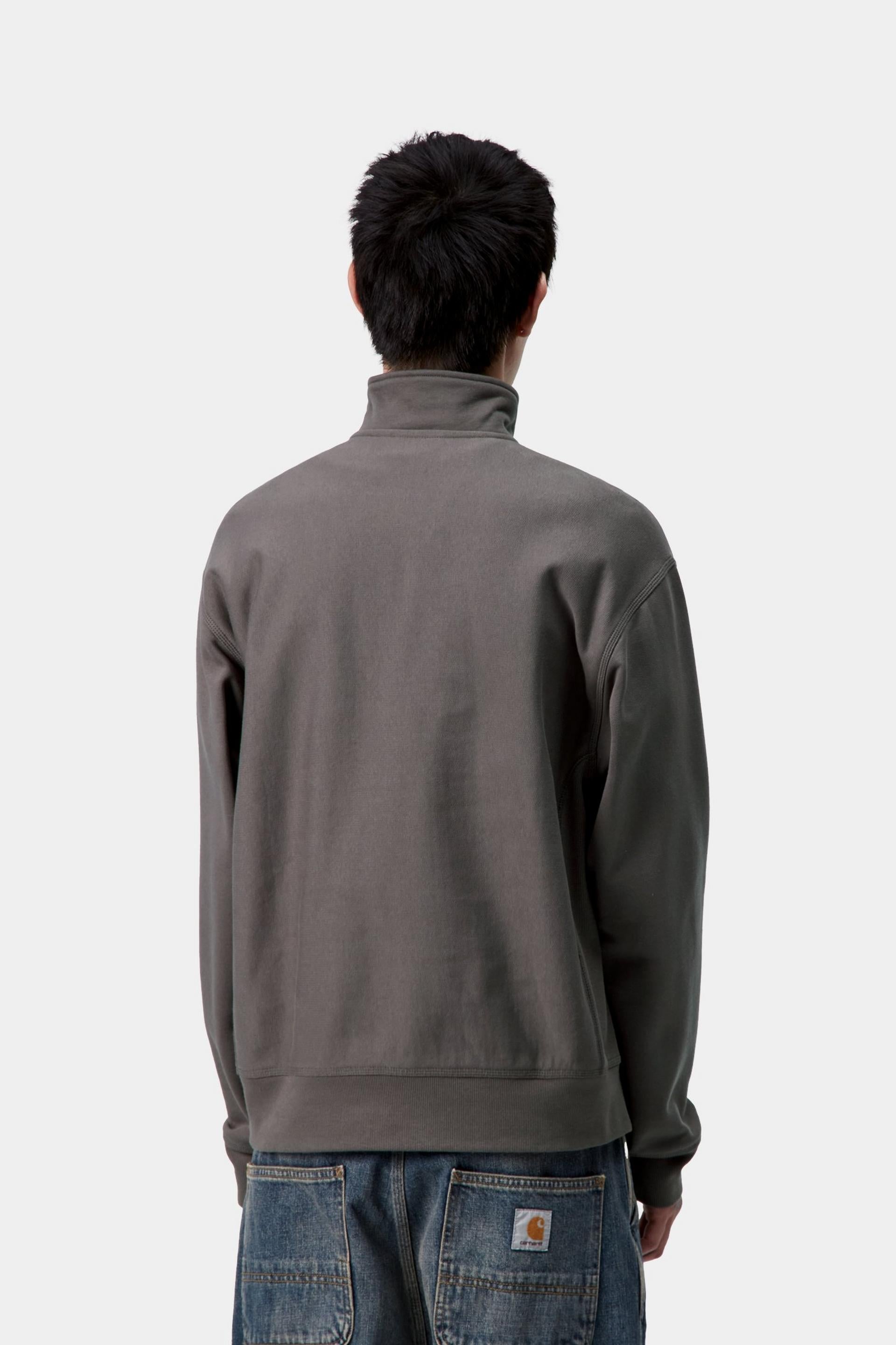 Carhartt WIP Mens Half Zip American Script Sweat Top | Porphyry