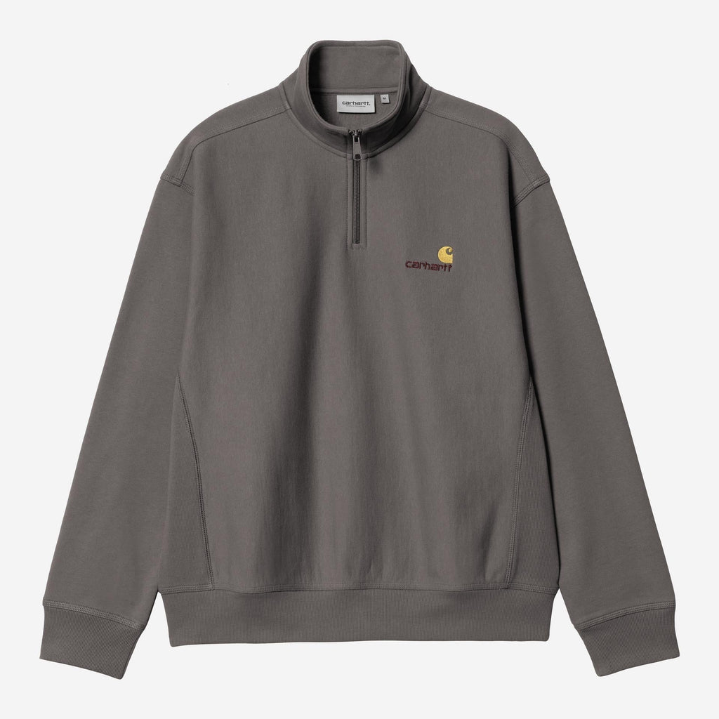 Carhartt WIP Mens Half Zip American Script Sweat Top | Porphyry