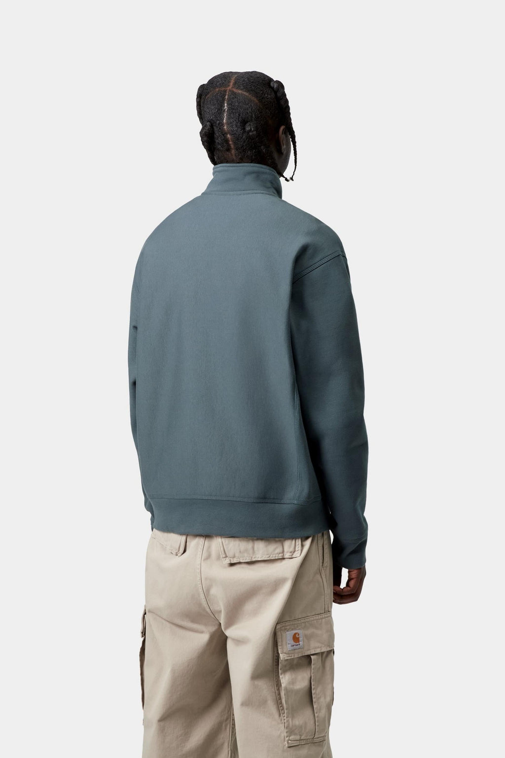 Carhartt WIP Mens Half Zip American Script Sweat Top | Office Blue