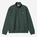 Carhartt WIP Mens Half Zip American Script Sweat Top | Kale Green