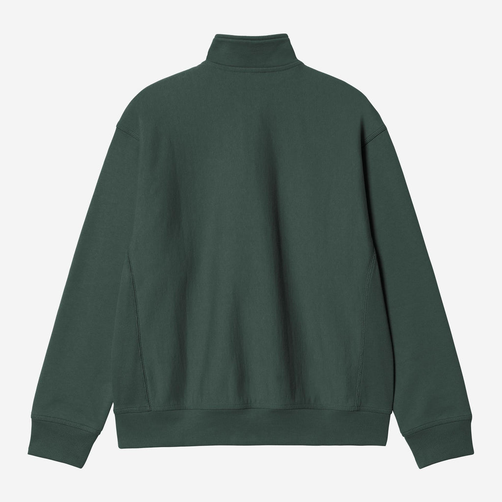 Carhartt WIP Mens Half Zip American Script Sweat Top | Kale Green