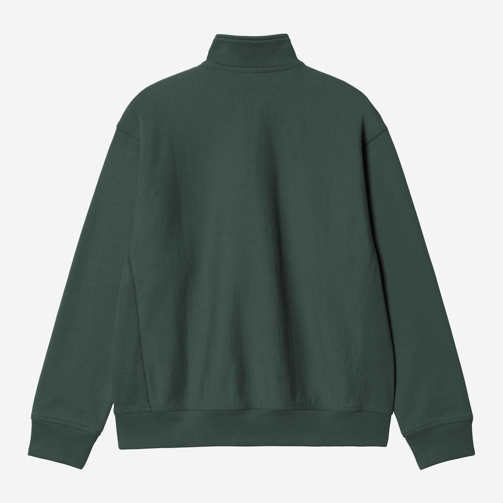 Carhartt WIP Mens Half Zip American Script Sweat Top | Kale Green