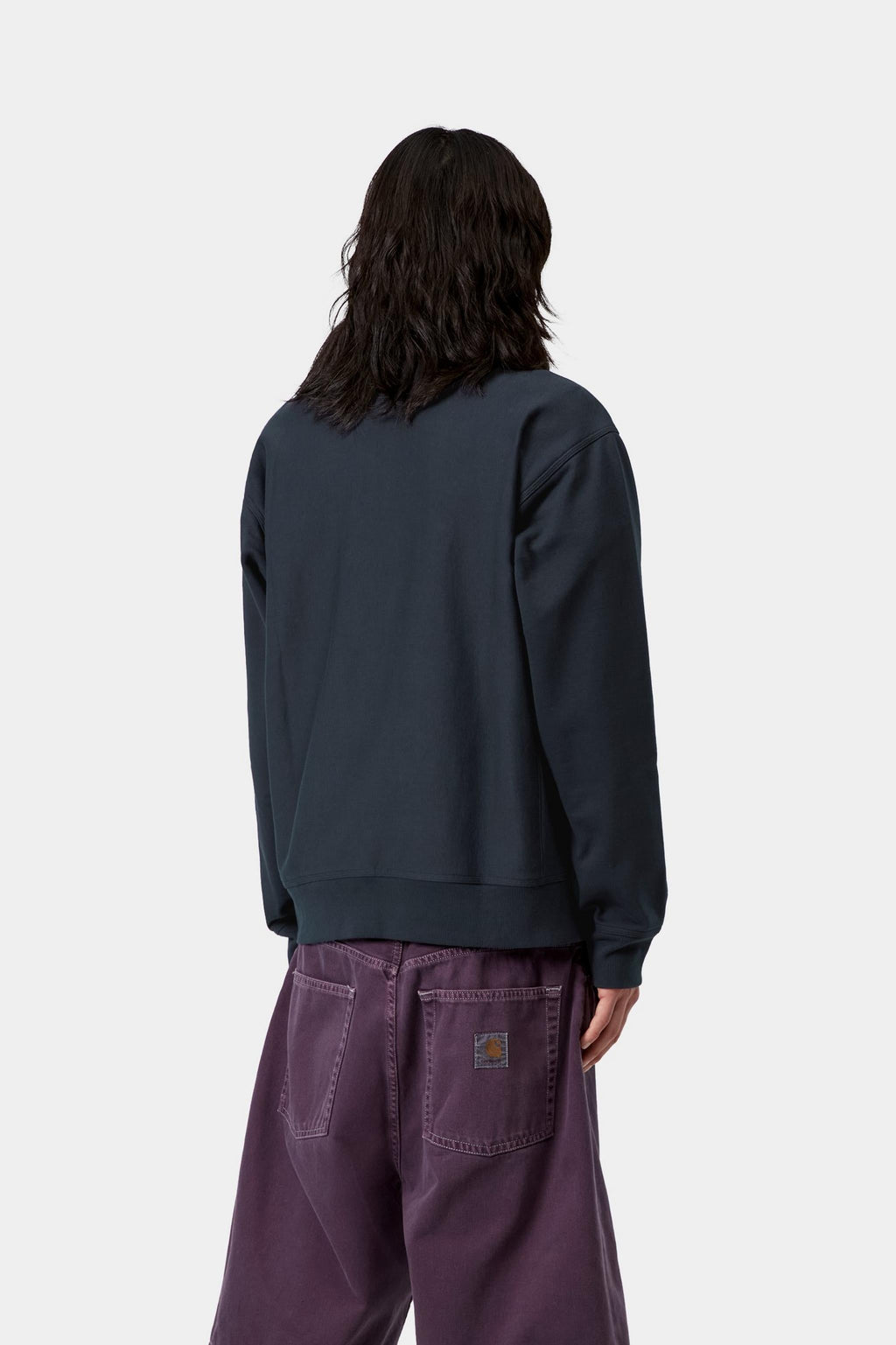 Carhartt WIP Mens Half Zip American Script Sweat Top | Deep Night