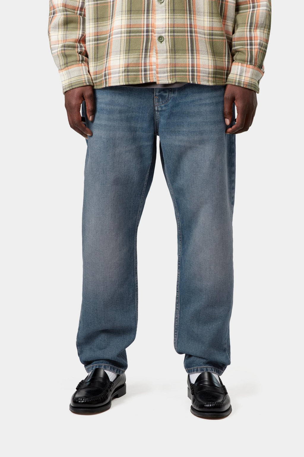 Carhartt WIP Mens Newel Pant | Blue Dark Used Wash