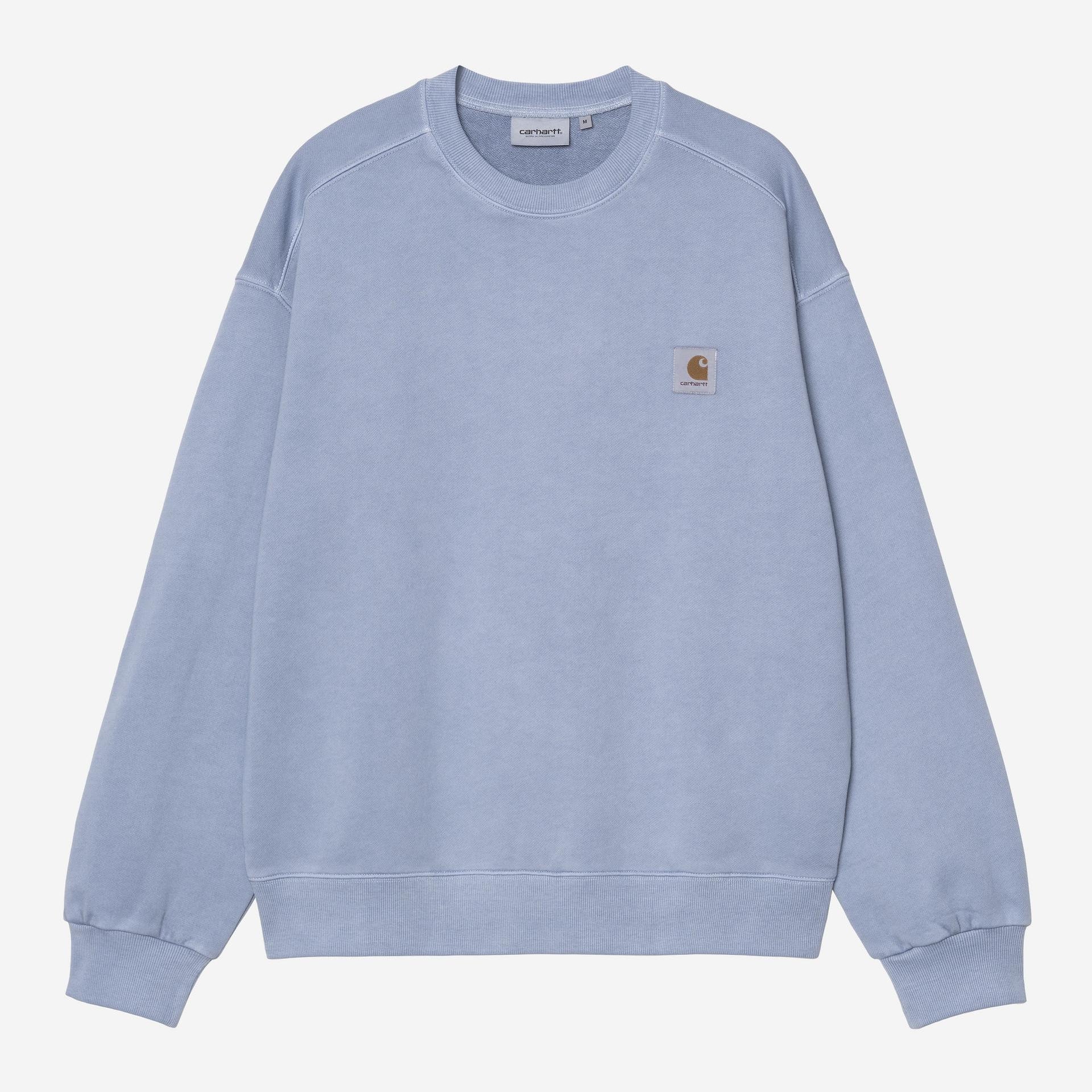 Carhartt WIP Mens Nelson Sweat Top | Gentle Blue Garment Dyed