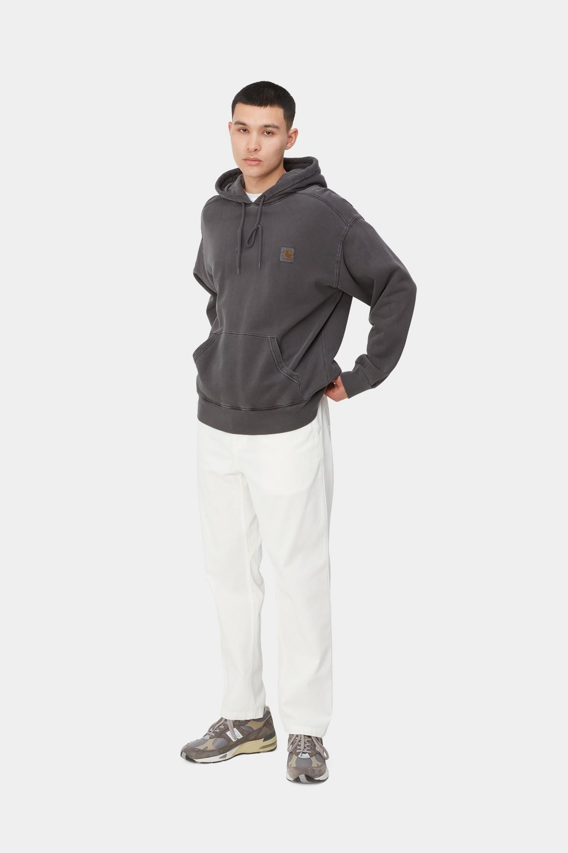 Carhartt WIP Mens Nelson Sweat Hoodie | Black Garment Dyed