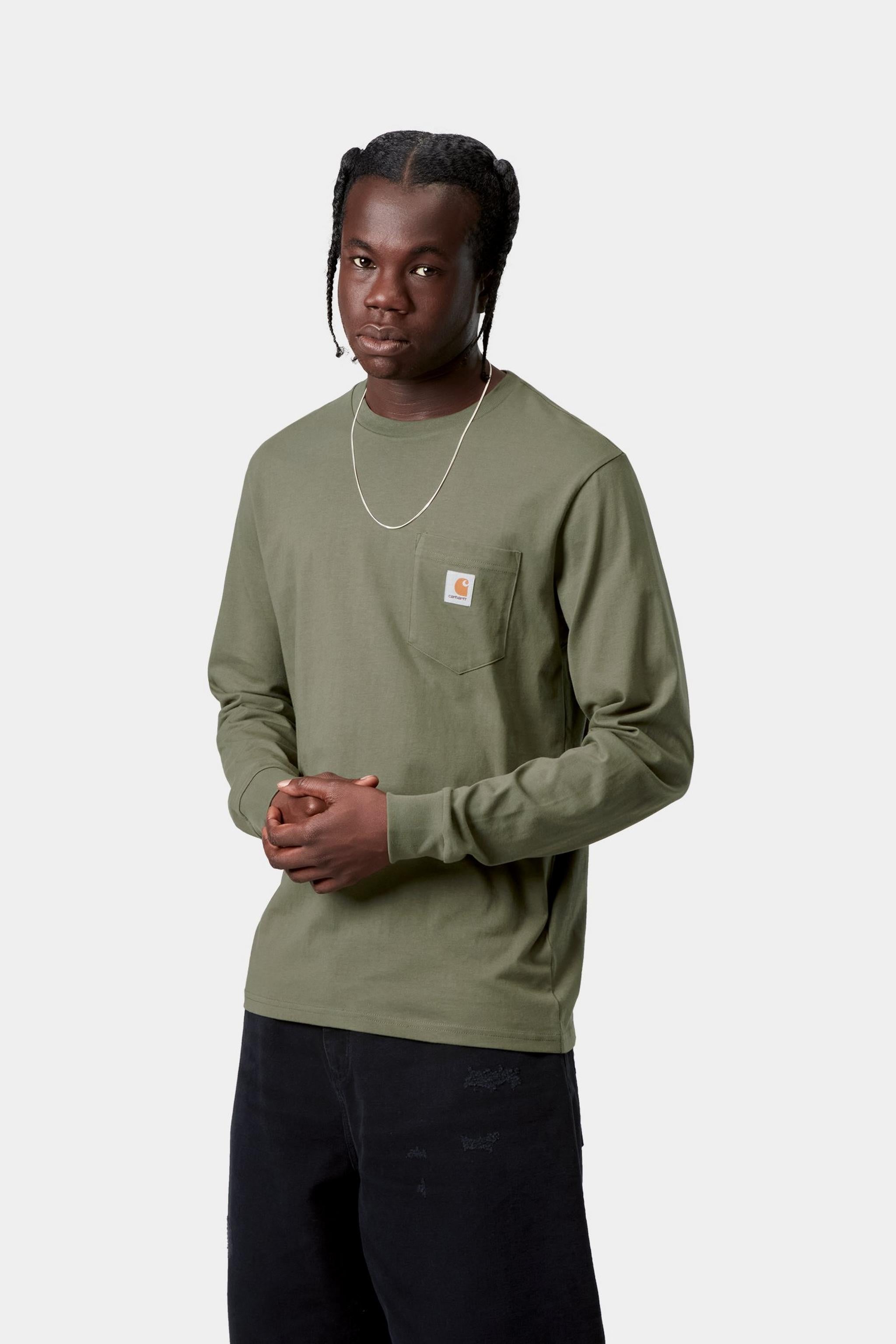 Carhartt WIP Mens Pocket Long Sleeve T-Shirt | Leaf